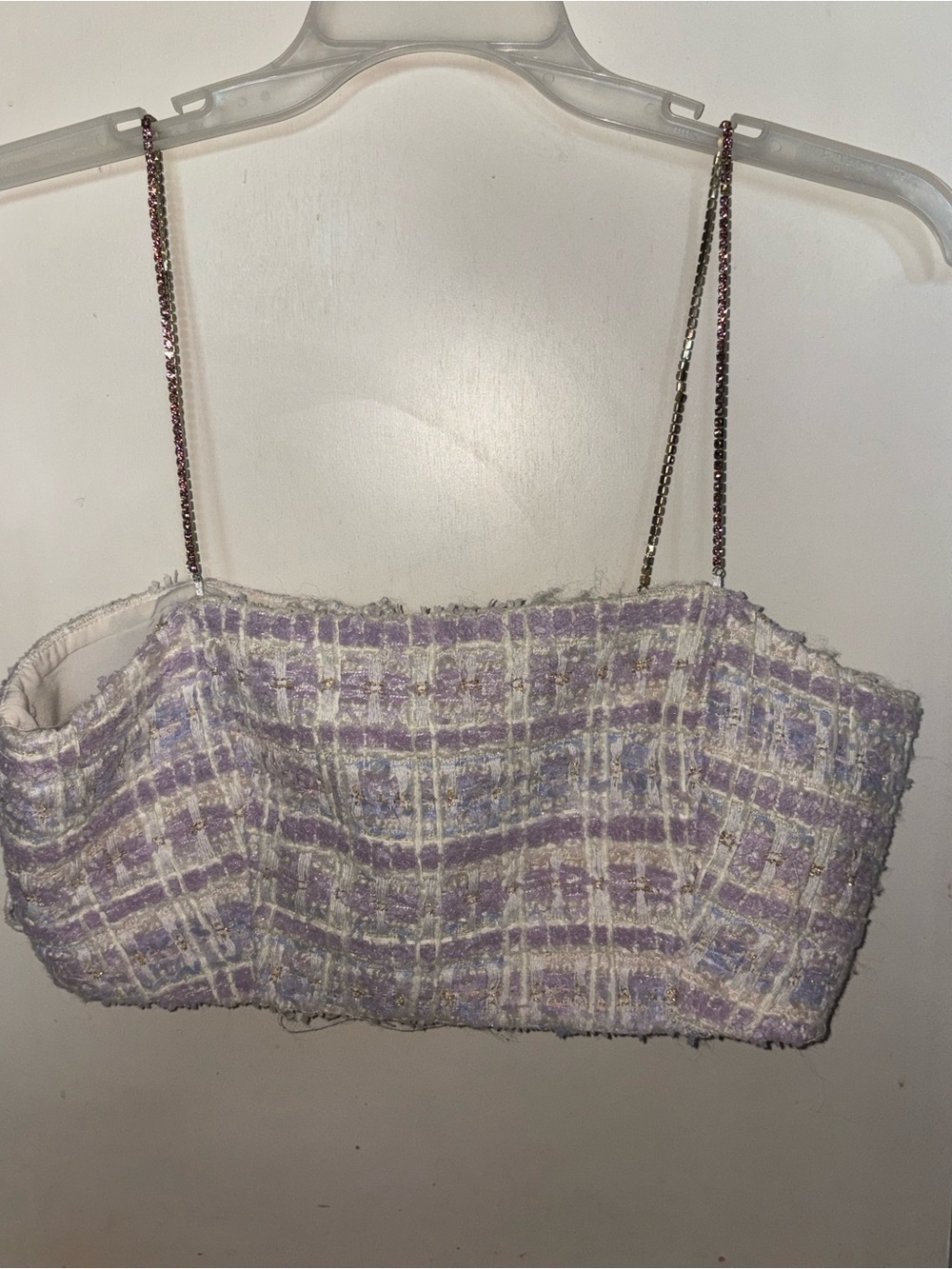 House of Harlow 1960 Lavender Plaid Tweed Crop Top